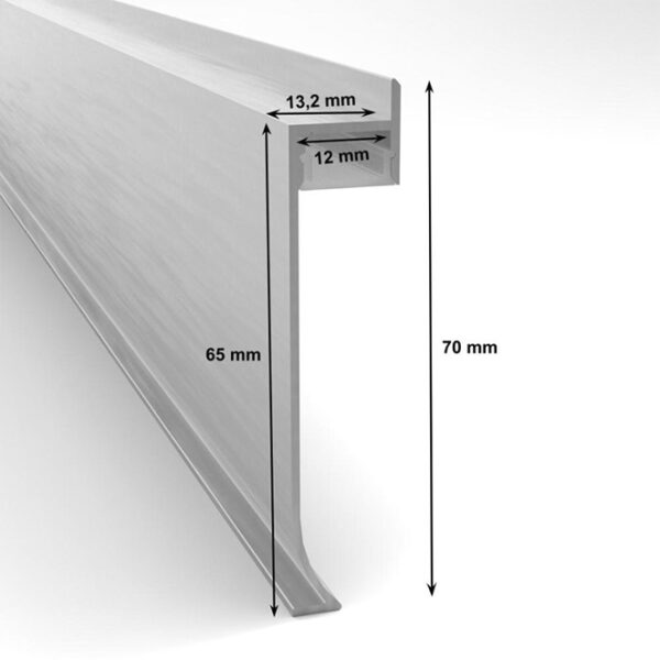 Perfil de encastrar 70x14,4mm para rodapé, iluminação por fita LED, em branco com difusor opalino - Image 3