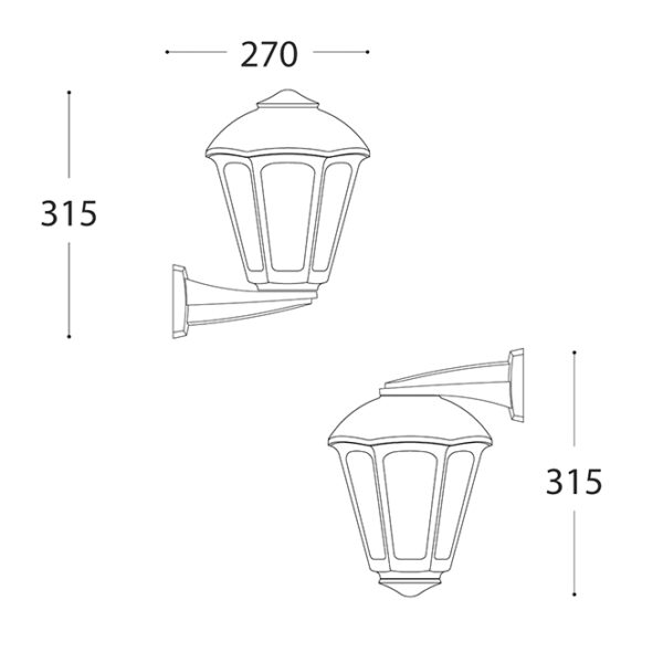 Aplique GIAMPY 1xE27 IP55 C.21xL.27xAlt.31,5cm resina preta - Image 3