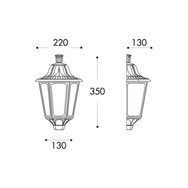 Aplique IESSE 1xE27 IP55 C.22xL.13xAlt.35cm resina preta - Image 3