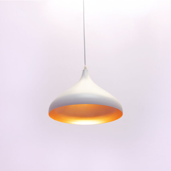 Suspensão BONN 1xE27 Alt.Reg.xD.30cm branco/dourado - Image 2