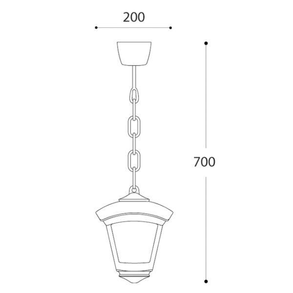 Suspensão ROBY 1xE27 IP55 C.20xL.20xAlt.70cm resina preta - Image 2