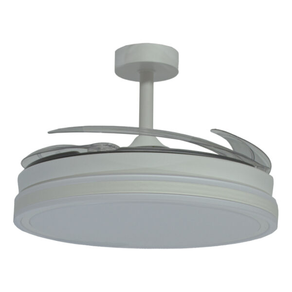 Ventoinha de tecto TROYA branca, 4 palas retráteis, 72W LED 3000|4000|6000K, Alt.35xD.108/50cm - Image 2