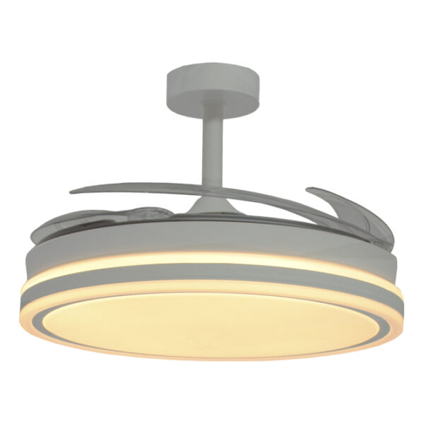 Ventoinha de tecto TROYA branca, 4 palas retráteis, 72W LED 3000|4000|6000K, Alt.35xD.108/50cm - Image 3