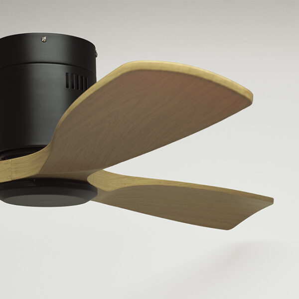 Ventoinha de tecto CÉFIRO OFF preto/faia, 3 palas Alt.18xD.130cm - Image 3