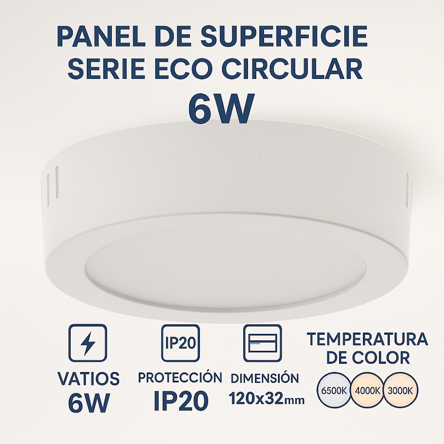 Painel LED Saliente Serie Eco Redondo 6W 3000k - Image 3