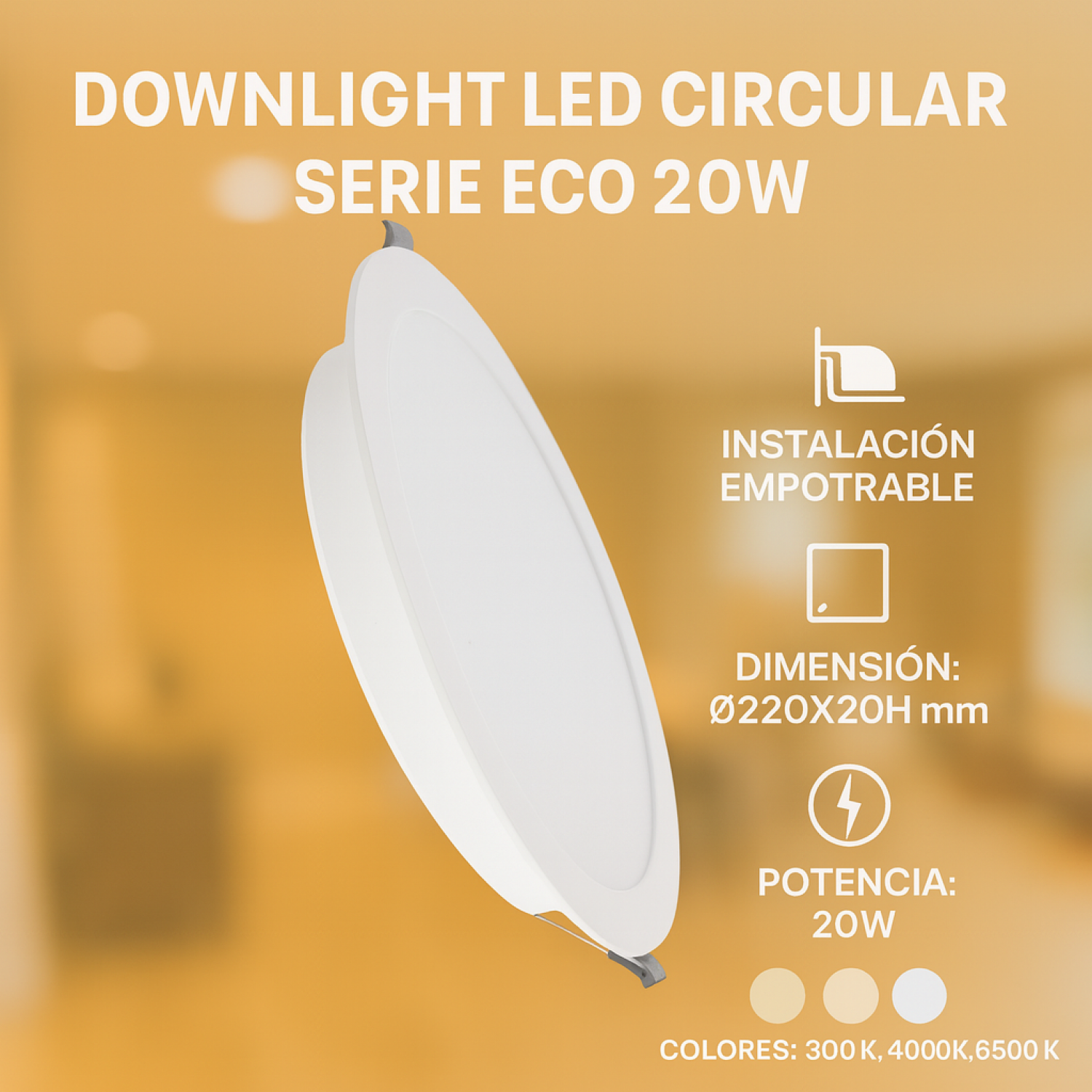 Downlight LED Redondo Serie Eco 20W 3000K - Image 3