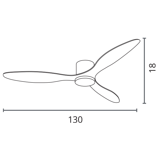 Ventoinha de tecto MISTRAL branco/faia, 3 palas, 48W LED 3000|4000|6500K A.18xD.130cm - Image 3