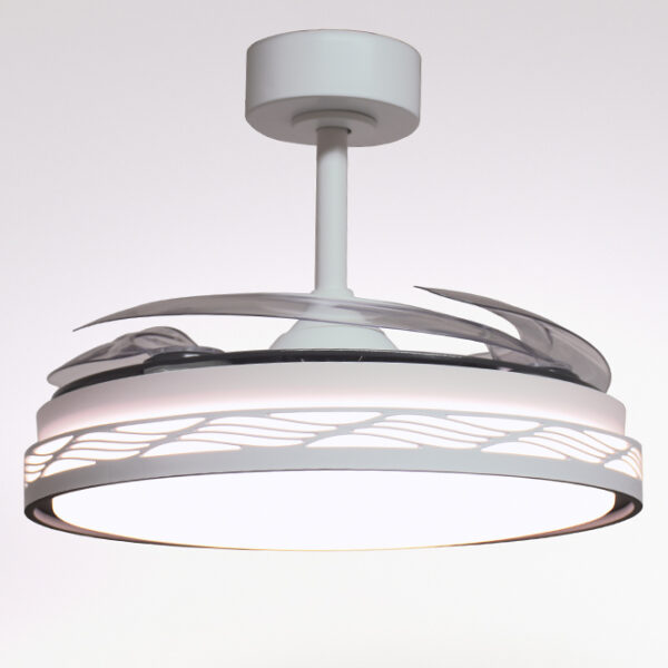 Ventoinha de tecto RIGA branco/preto, 4 palas retráteis, 72W LED 3000|4000|6000K, Alt.35xD.108/50cm - Image 3