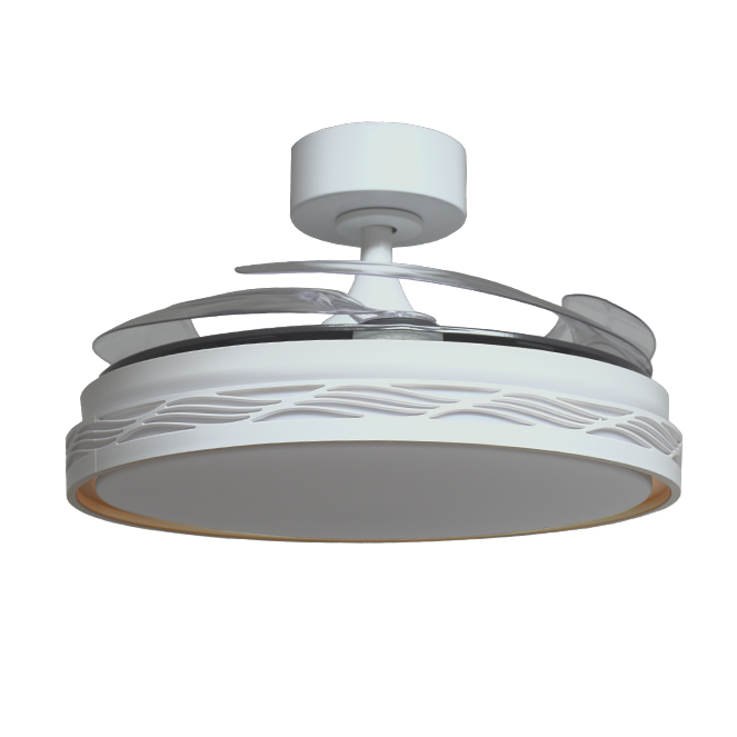 Ventoinha de tecto RIGA branco/ouro, 4 palas retráteis, 72W LED 3000|4000|6000K, Alt.35xD.108/50cm - Image 2