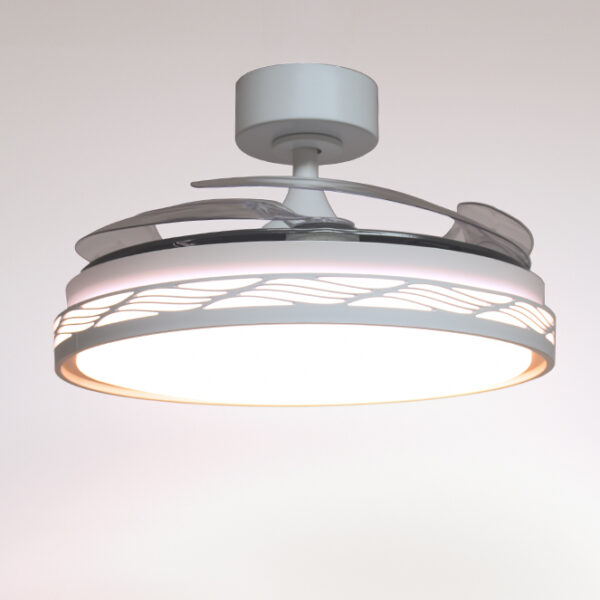 Ventoinha de tecto RIGA branco/ouro, 4 palas retráteis, 72W LED 3000|4000|6000K, Alt.35xD.108/50cm - Image 3