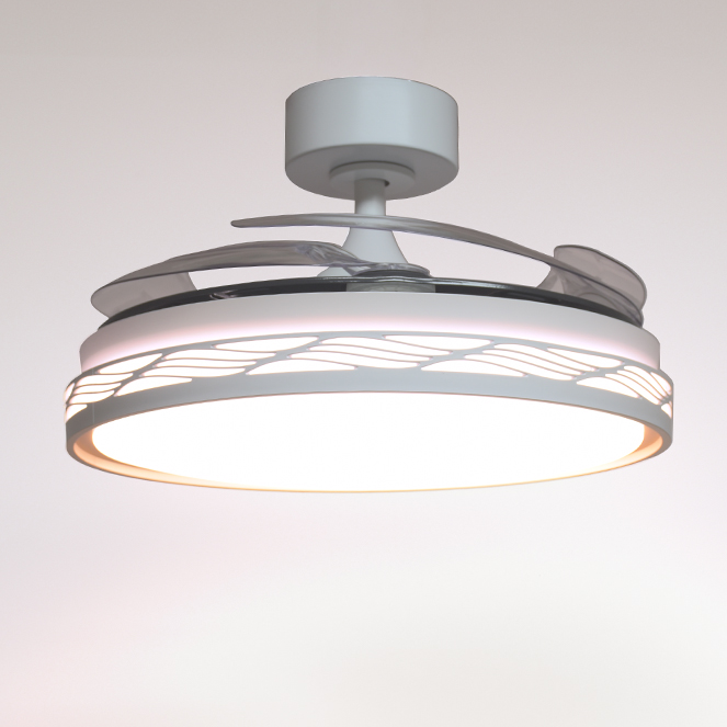 Ventoinha de tecto RIGA branco/ouro, 4 palas retráteis, 72W LED 3000|4000|6000K, Alt.35xD.108/50cm - Image 3