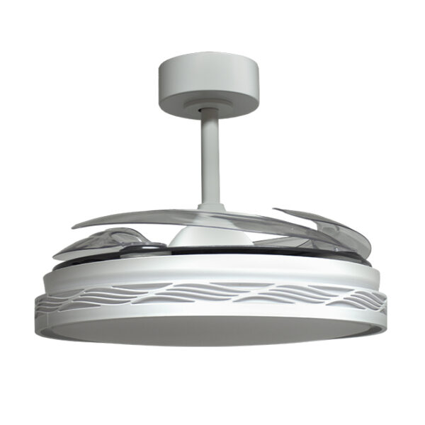 Ventoinha de tecto RIGA branco/prata, 4 palas retráteis, 72W LED 3000|4000|6000K, Alt.35xD.108/50cm - Image 2