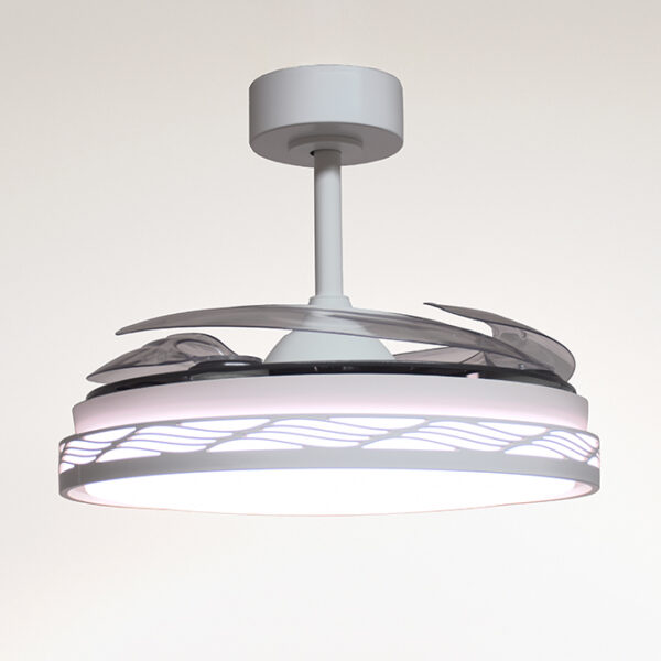 Ventoinha de tecto RIGA branco/prata, 4 palas retráteis, 72W LED 3000|4000|6000K, Alt.35xD.108/50cm - Image 3