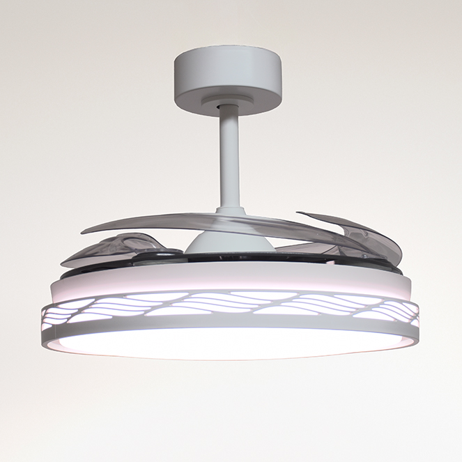 Ventoinha de tecto RIGA branco/prata, 4 palas retráteis, 72W LED 3000|4000|6000K, Alt.35xD.108/50cm - Image 3