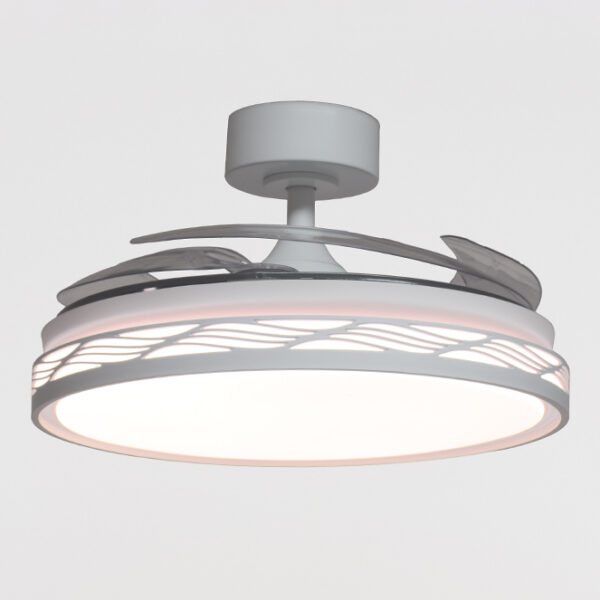Ventoinha de tecto RIGA branco/branca, 4 palas retráteis, 72W LED 3000|4000|6000K, Alt.35xD.108/50cm - Image 3