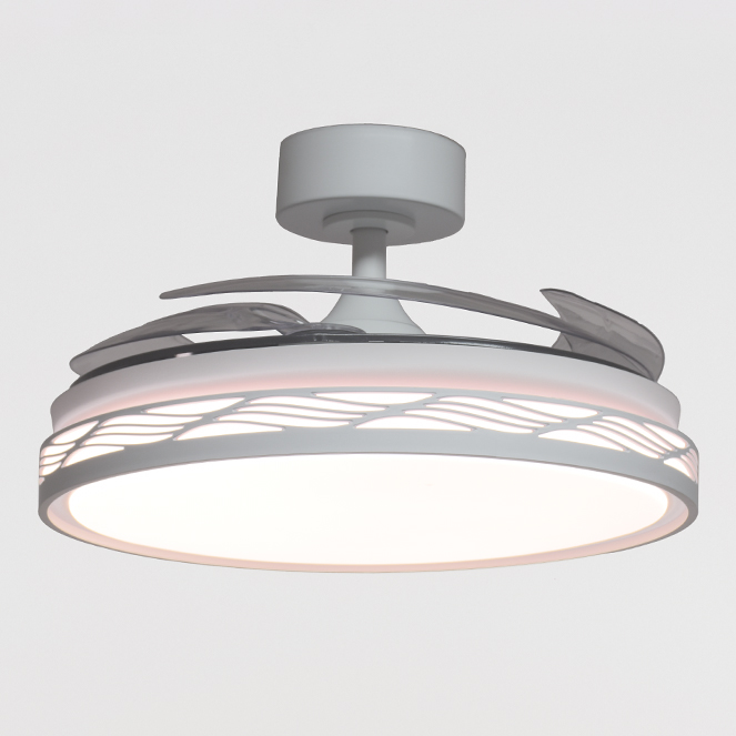 Ventoinha de tecto RIGA branco/branca, 4 palas retráteis, 72W LED 3000|4000|6000K, Alt.35xD.108/50cm - Image 3