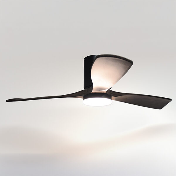 Ventoinha de tecto CÉFIRO ON preto/carvalho, 3 palas, 40W LED 3000|4000|6500K, Alt.18xD.130cm - Image 3