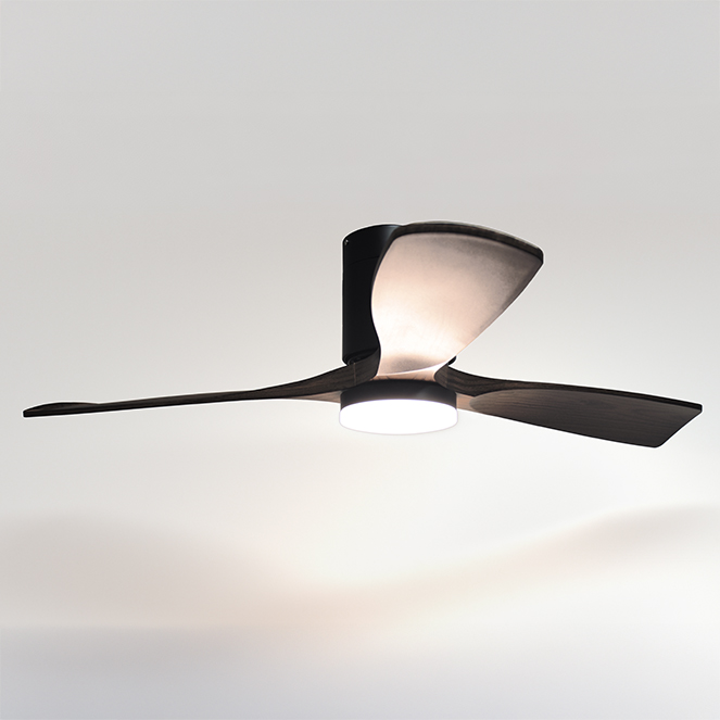 Ventoinha de tecto CÉFIRO ON preto/carvalho, 3 palas, 40W LED 3000|4000|6500K, Alt.18xD.130cm - Image 3