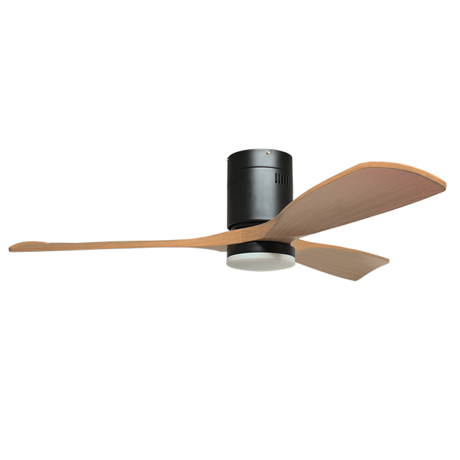 Ventoinha de tecto CÉFIRO ON preto/faia, 3 palas, 40W LED 3000|4000|6500K, Alt.18xD.130cm - Image 2
