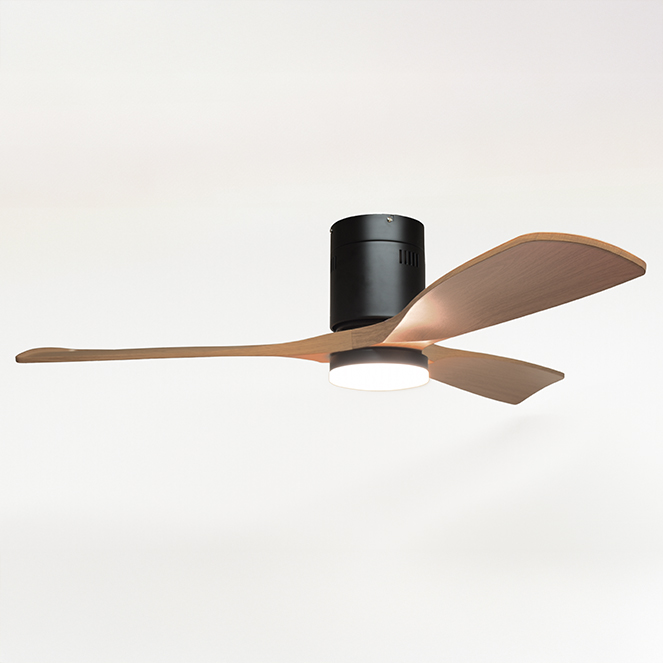 Ventoinha de tecto CÉFIRO ON preto/faia, 3 palas, 40W LED 3000|4000|6500K, Alt.18xD.130cm - Image 3