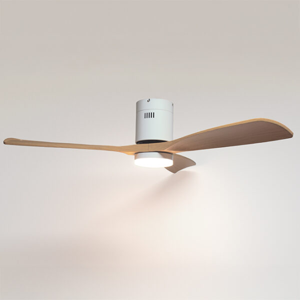Ventoinha de tecto CÉFIRO ON branco/faia, 3 palas, 40W LED 3000|4000|6500K, Alt.18xD.130cm - Image 3