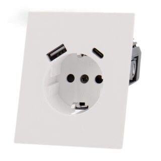 Enchufe Empotrable Tipo F Schuko con USB+CC - CC  Branco