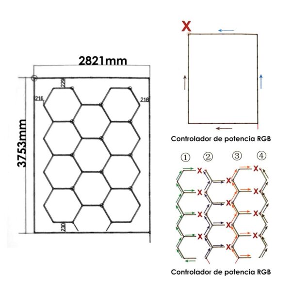 Painel LED Hexagonal Bee 200W RGB - Image 2