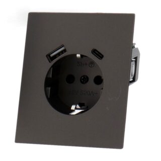 Enchufe Empotrable Tipo F Schuko con USB+CC - CC  Cinza