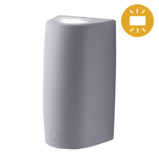 Aplique MARTA 2xGX53 6W botão CCT (3cores) IP55 C.9,2xL.8xAlt.17cm resina cinza