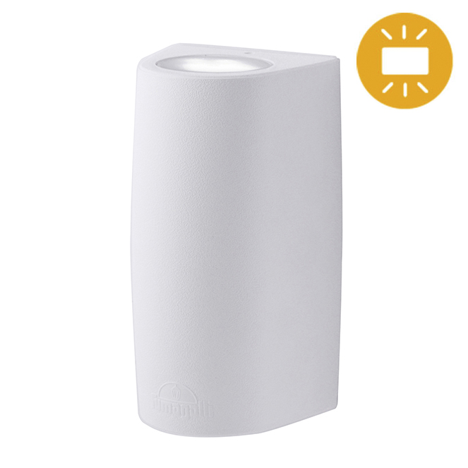 Aplique MARTA 2xGX53 6W botão CCT (3cores) IP55 C.9,2xL.8xAlt.17cm resina branca