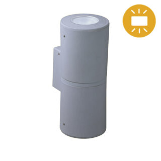 Aplique FRANCA 2xGU10 6W botão CCT (2cores) IP55 C.9,5xL.11xAlt.24cm resina cinza
