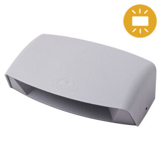 Aplique ABRAM 1xR7s (118mm) 7,5W botão CCT (3cores) IP55 C.19,5xL.6xAlt.12cm resina cinza