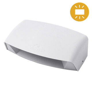 Aplique ABRAM 1xR7s (118mm) 7,5W botão CCT (3cores) IP55 C.19,5xL.6xAlt.12cm resina branca