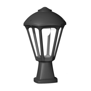 Pilar SANDRO 1xE27 IP55 C.24xL.24xAlt.37cm resina preta