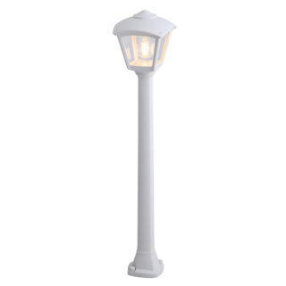 Pilar ROBY 1xE27 8,5W botão CCT (3cores) IP55 C.20xL.20xAlt.94,5cm resina branca