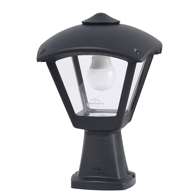 Pilar DARIO 1xE27 IP55 C.24xL.24xAlt.35cm resina preta