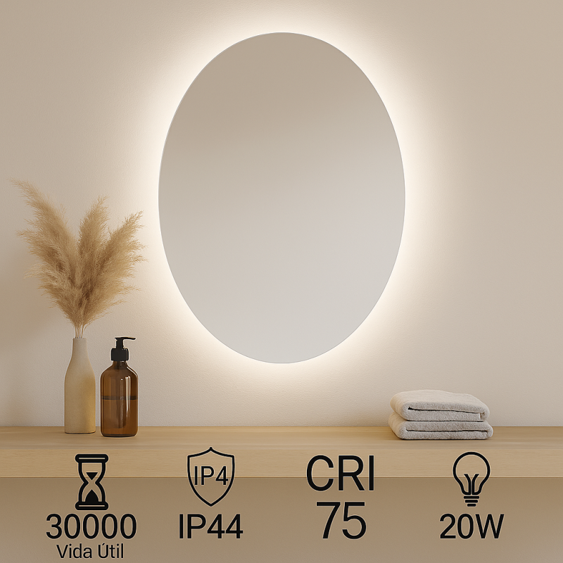 Espelho LED para casa de Banho 20W Ronda CCT - Image 4