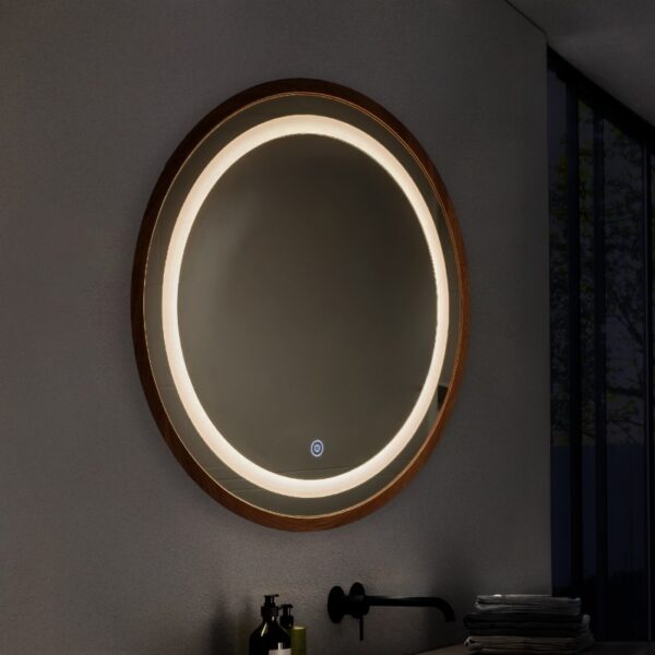Espelho LED para casa de Banho 15W Wood Round CCT - Image 2