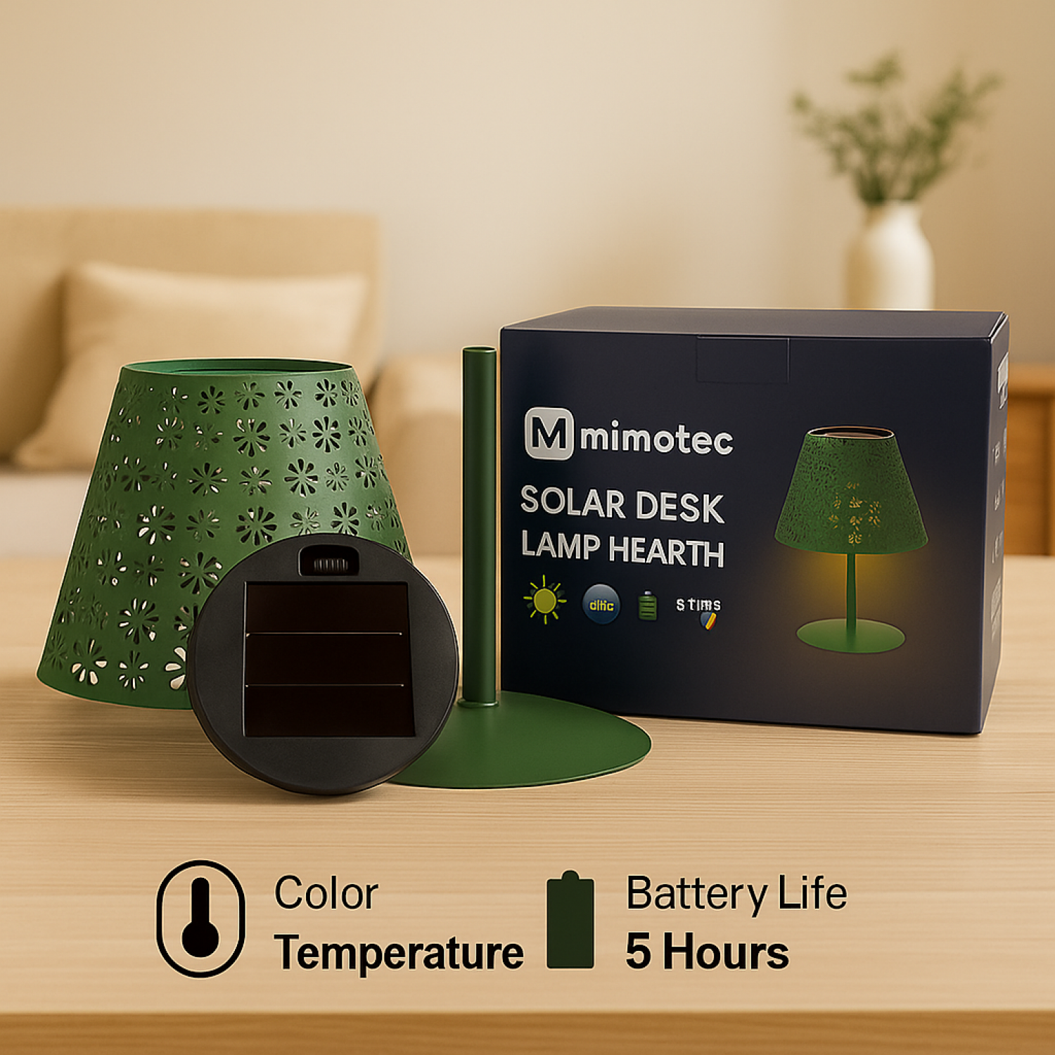 Candeeiro de mesa led Solar Green Hearth 2500K - Image 4