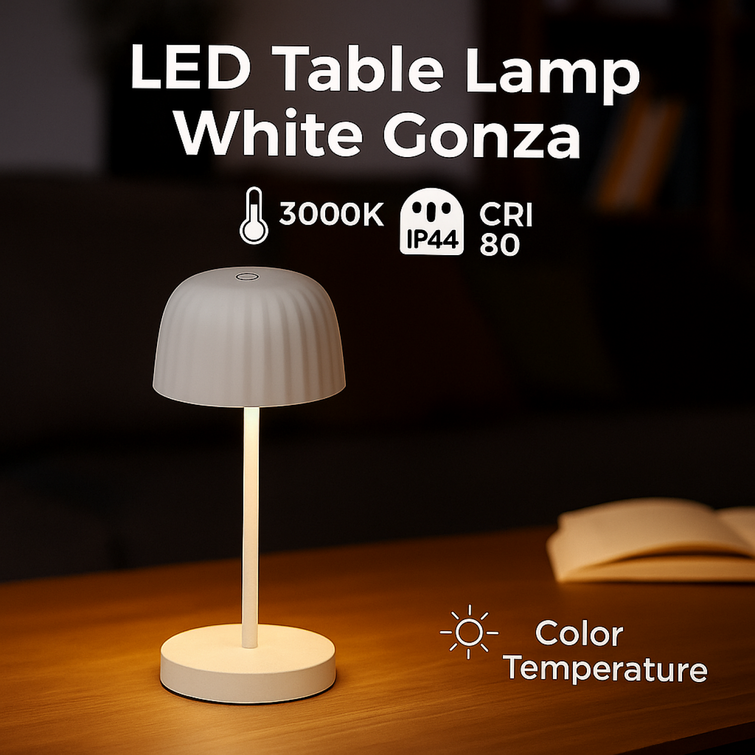 Candeeiro de mesa led White Gonza 3000K - Image 4