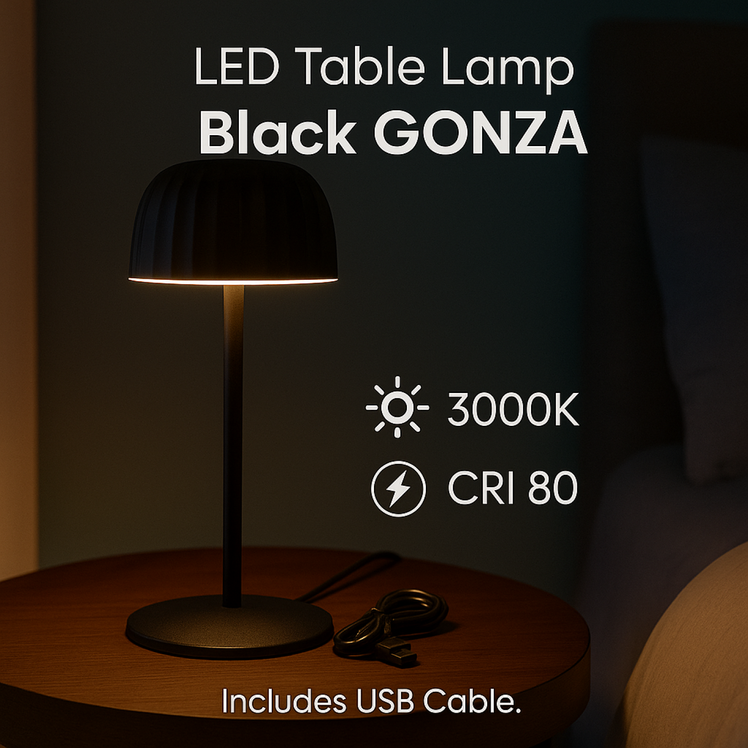 Candeeiro de mesa led Black Gonza 3000K - Image 4