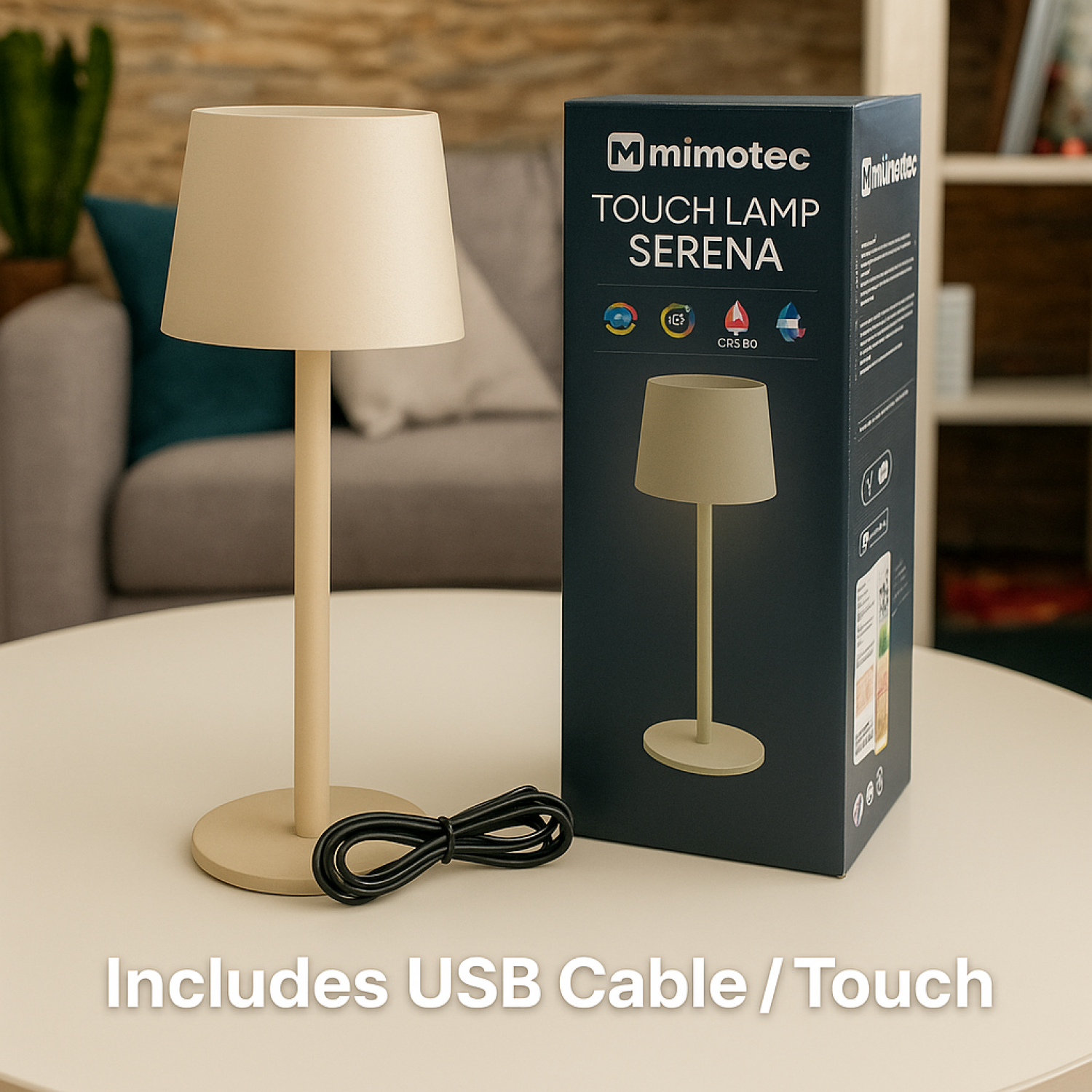 Candeeiro de mesa led Beige Serena CCT - Image 5