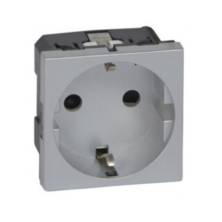 Tomada schuko QUADRA45 (2 módulos) com obturador 16A 250Vac alumina
