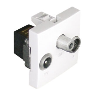 Tomada R-TV-SAT terminal (2 módulos) Q45 em branco mate