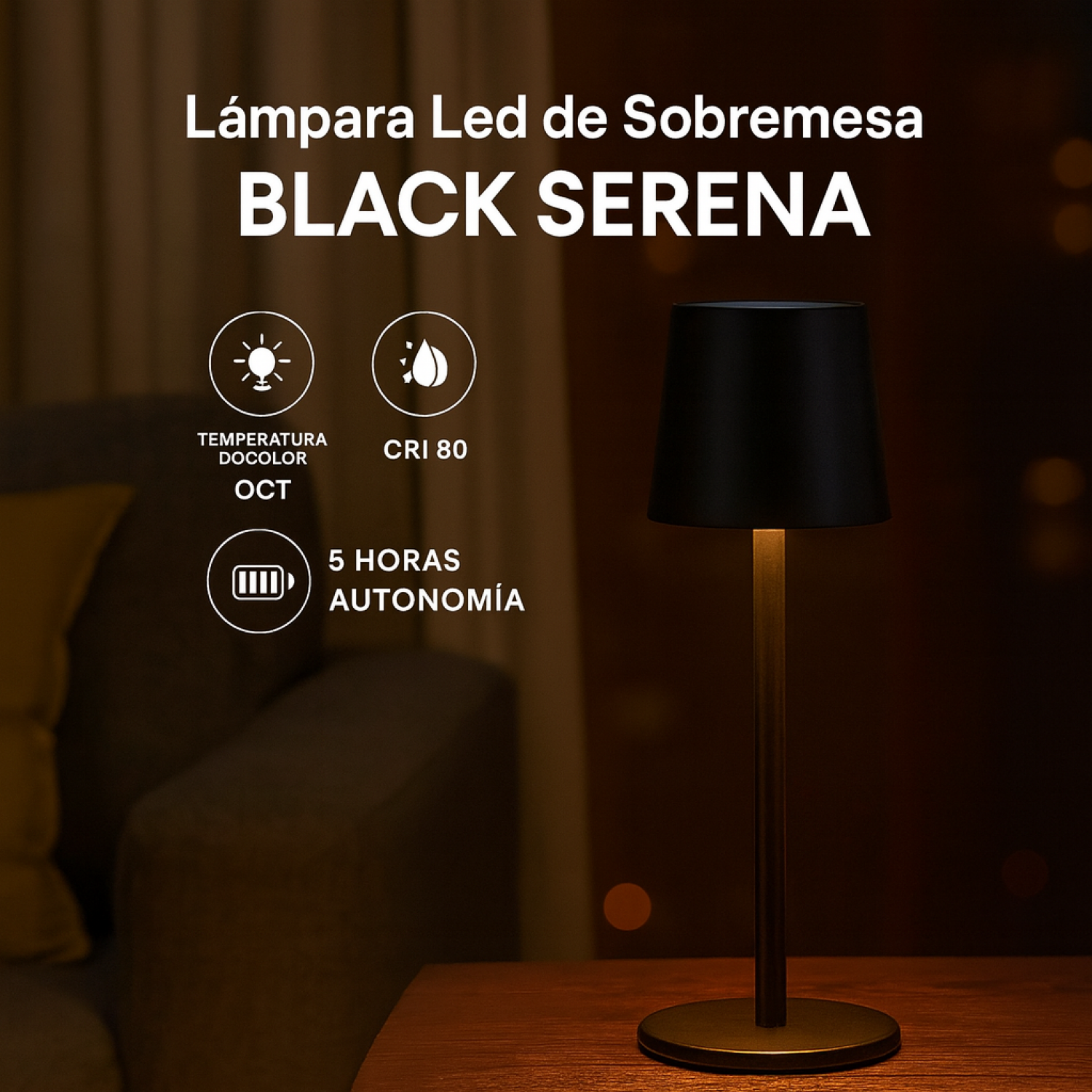 Candeeiro de mesa led Black Serena CCT - Image 4