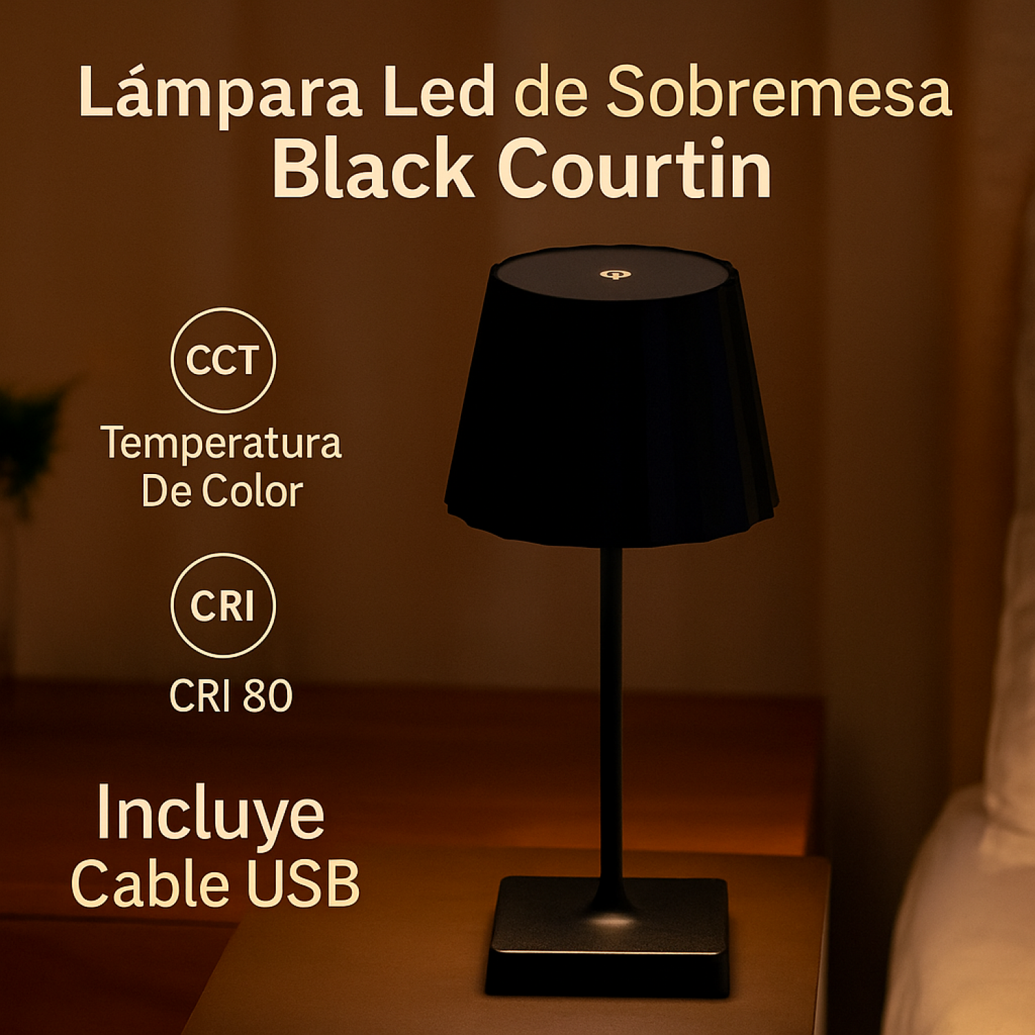 Candeeiro de mesa led Black Courtin CCT - Image 3