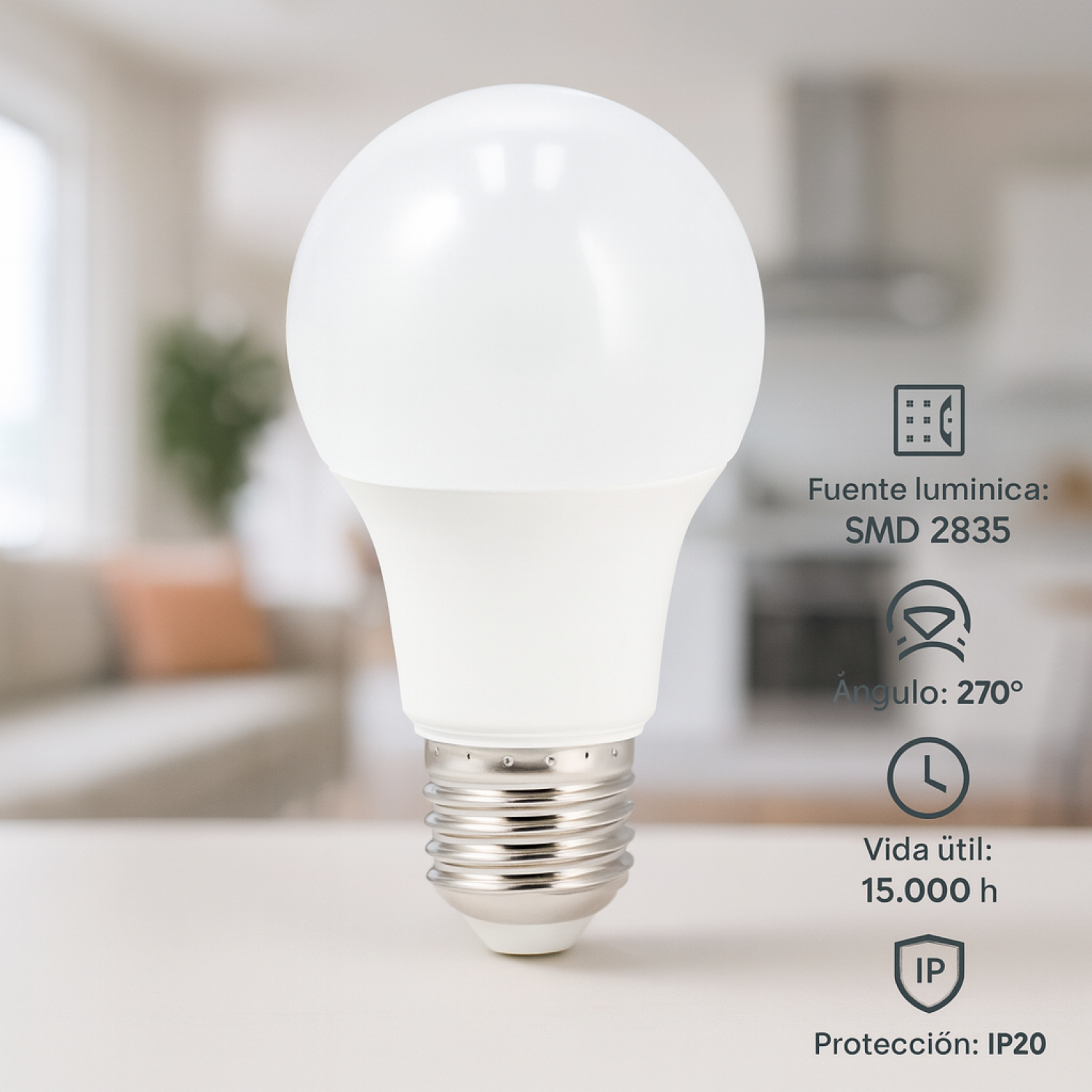 Lâmpada LED E27 A60 10W 4000K - Image 4