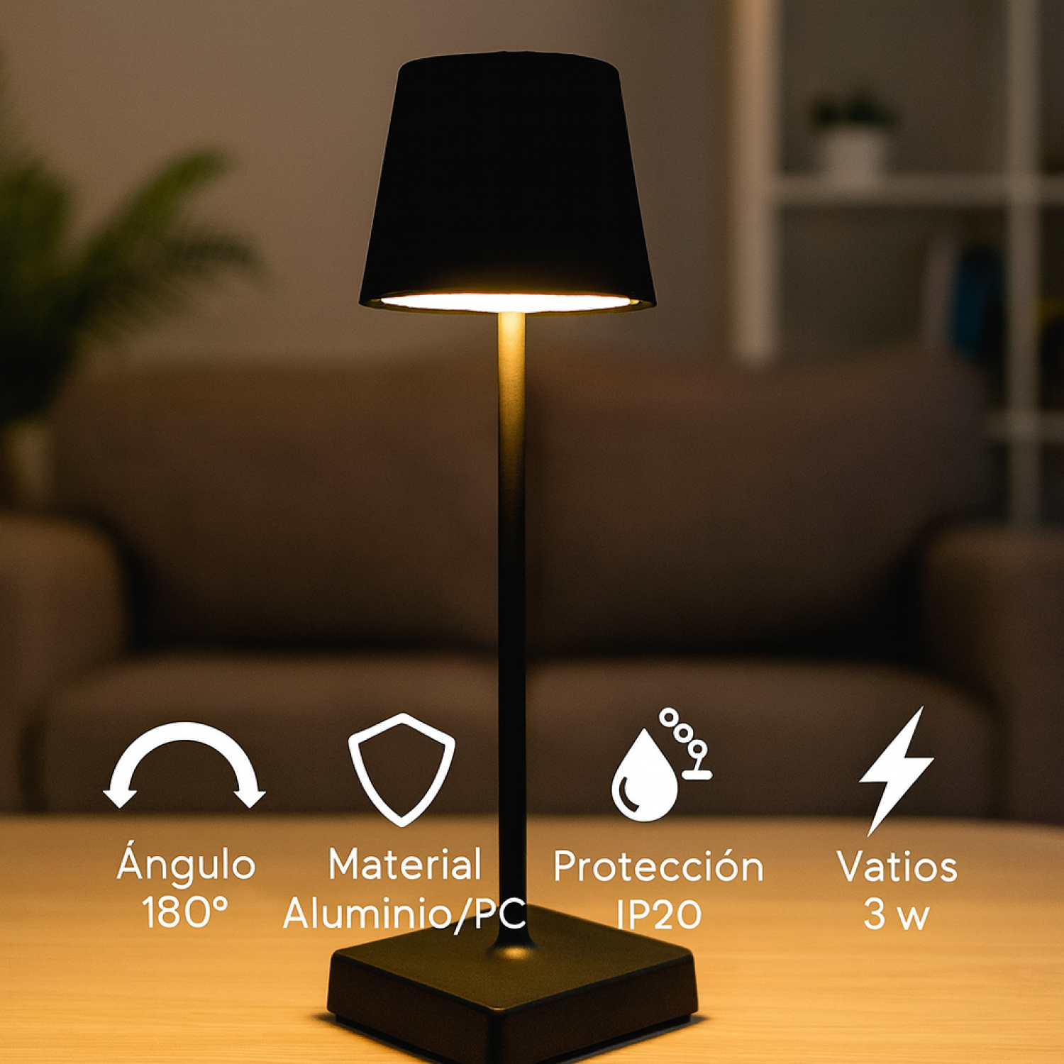 Candeeiro de mesa led Black Courtin CCT - Image 4