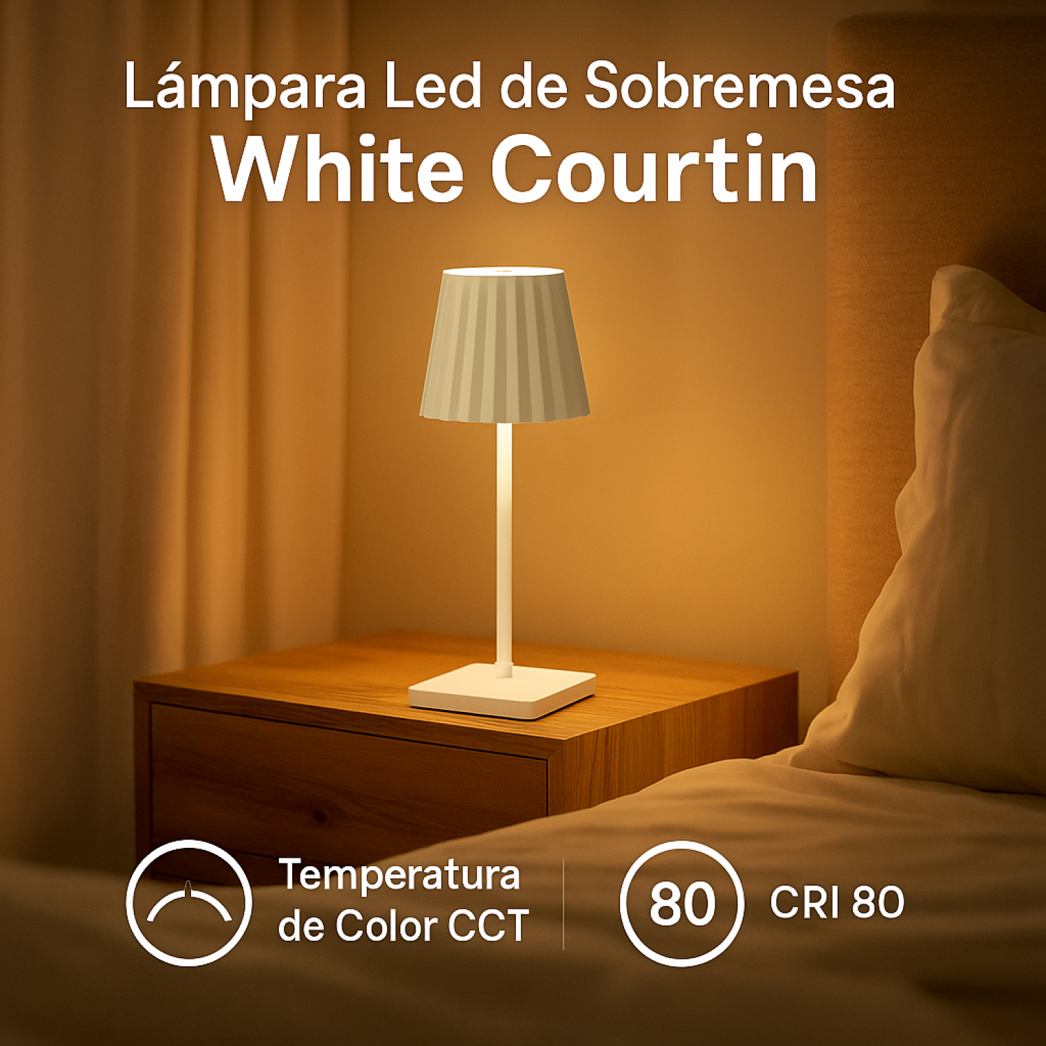 Candeeiro de mesa led White Courtin CCT - Image 4