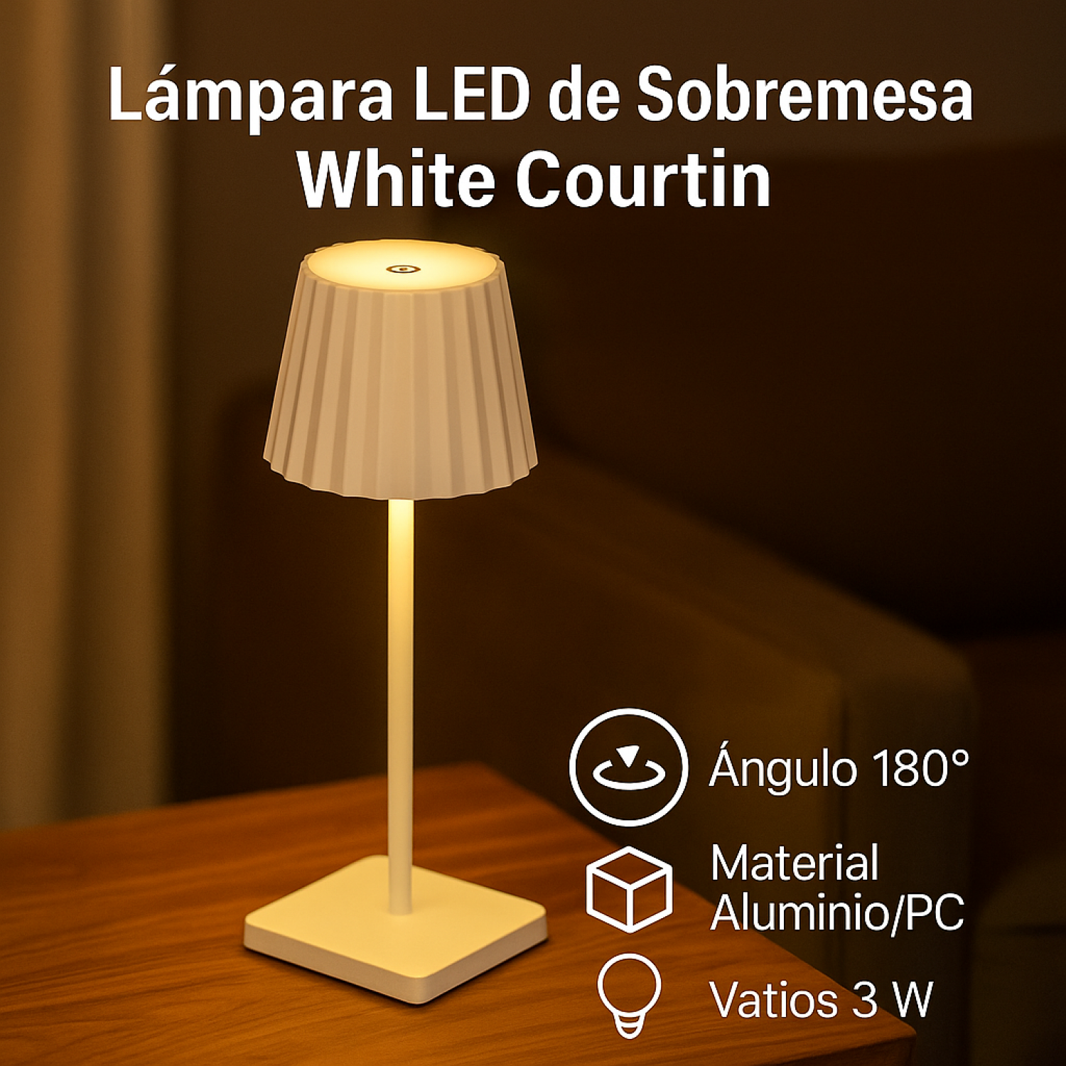 Candeeiro de mesa led White Courtin CCT - Image 3